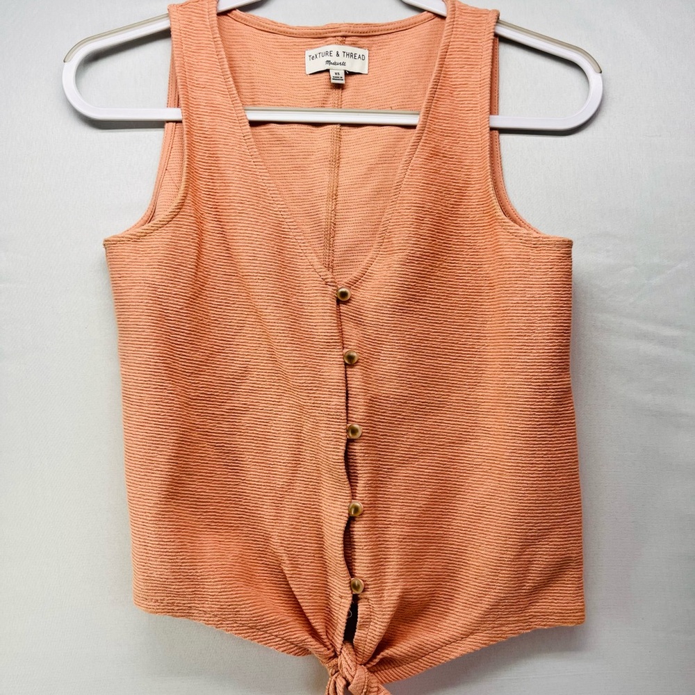 Madewell Peach Button-Down‎ Knit Tank
